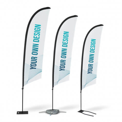 Tres Packs completos de Fly Banner Surf con varios tamaños y bases