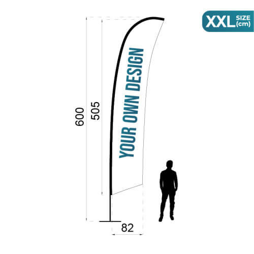 Infographic of the measurements of the Fly Banner Surf Pack Size XXL